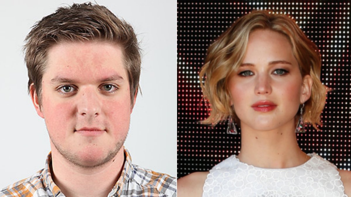 Nyheter24:s Viktor Adolfsson och en av de drabbade – Hollywoodstjärnan Jennifer Lawrence.